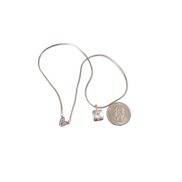 Fossil Sterling Silver Clear CZ Pendant Liquid Silver Necklace 16" - Picture 5 of 5